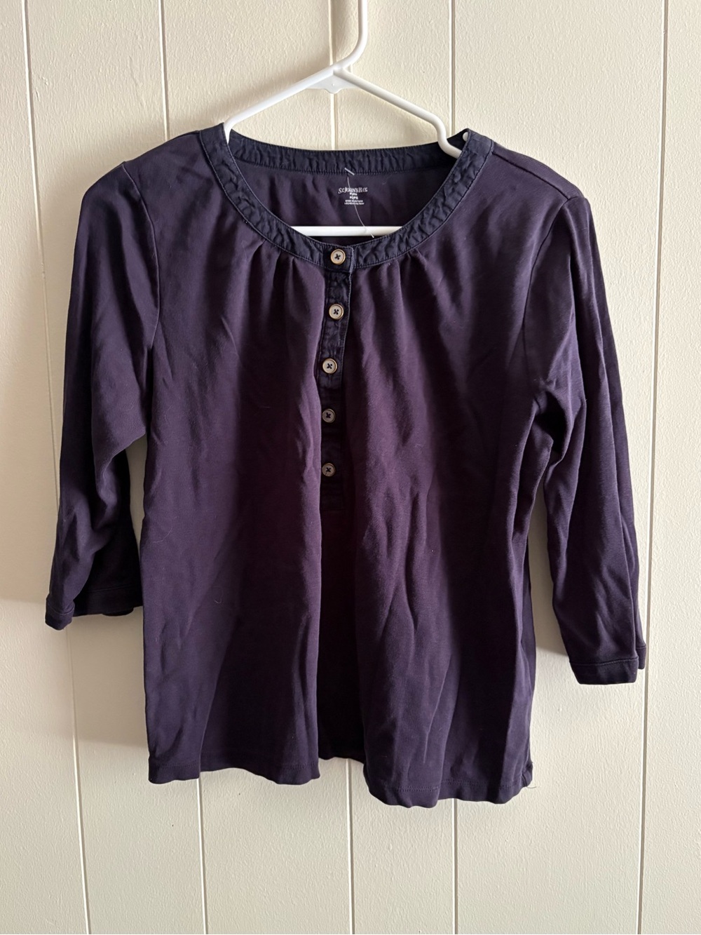 St. John's Bay Black Button-Neck Round Top